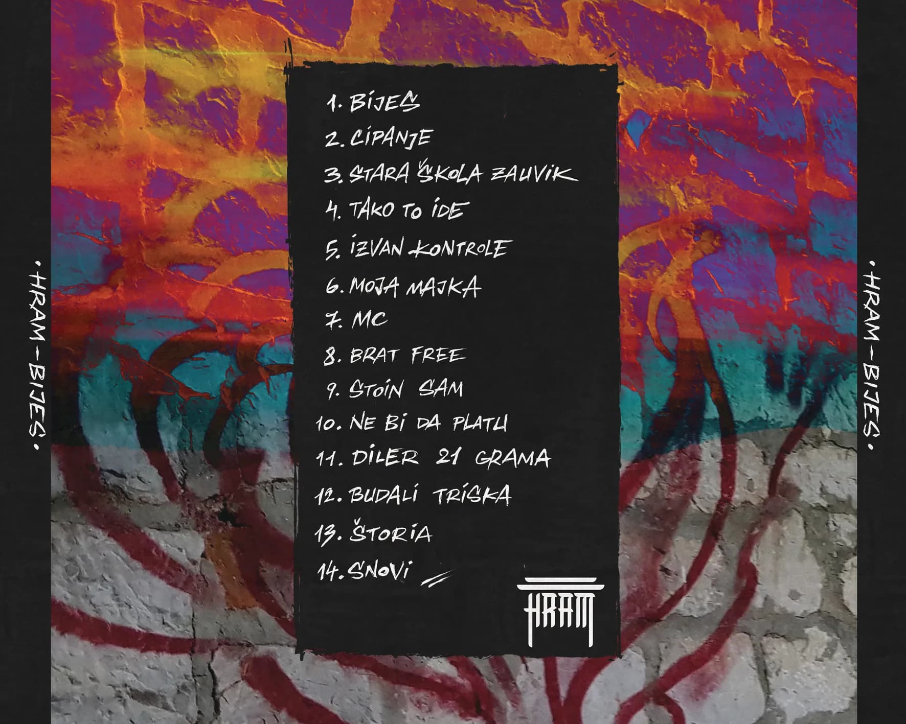 Zadnja strana - popis pjesama na grafitima